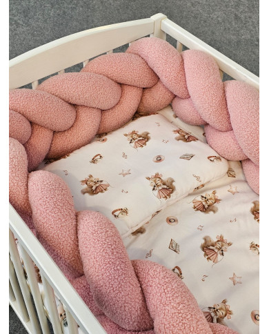 Copánkový mantinel z bouclé – Měkký a Stylový do postýlky PINK