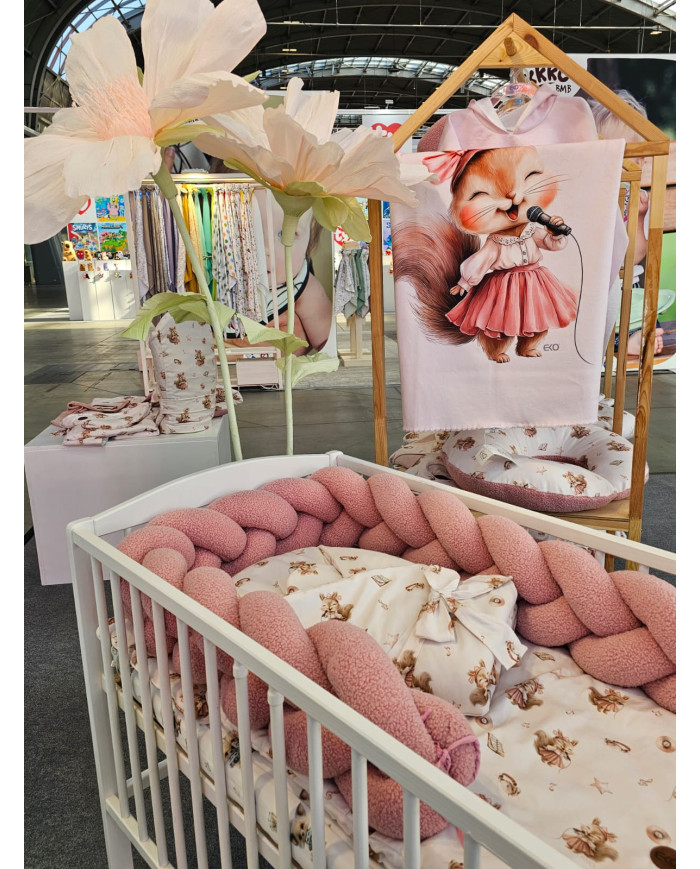 Бортик-косичка из букле – Мягкая и Стильная защита в кроватку PINK