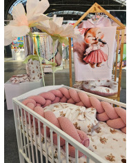 Pletený mantinel z bouclé – Mäkký a Štýlový do postieľky PINK