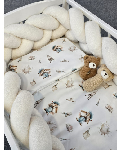 Tour de lit tressé en bouclé – Doux et Élégant pour Bébé ECRU