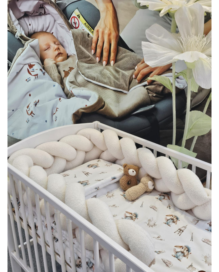 Tour de lit tressé en bouclé – Doux et Élégant pour Bébé ECRU