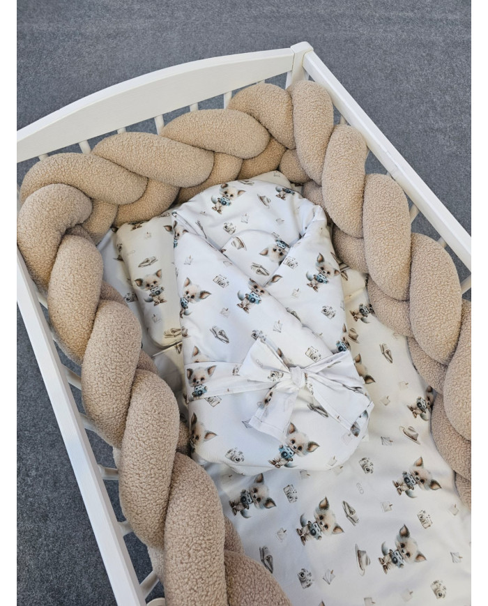 Geflochtene Bettschlange aus Bouclé – Weich & Stilvoll fürs Babybett BEIGE