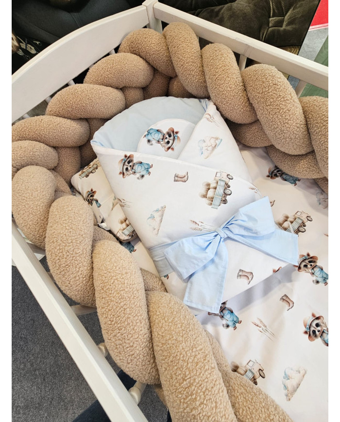 Pletený mantinel z bouclé – Mäkký a Štýlový do postieľky BEIGE