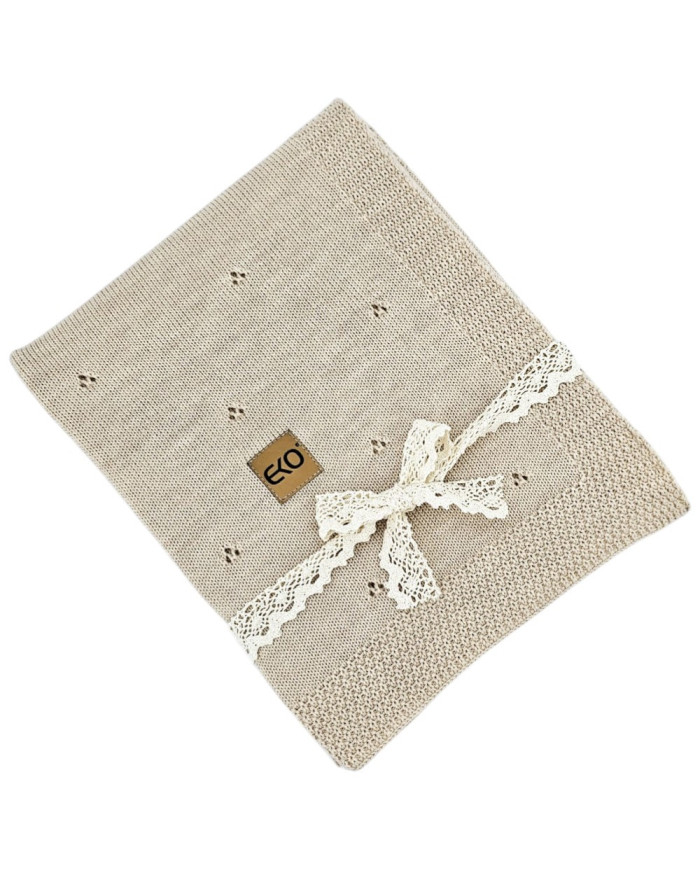 Merino Wool Knitted Blanket 80x100 cm - NUDE
