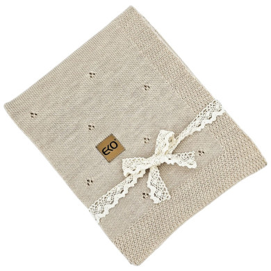 Kocyk dzianinowy z wełny MERINO NUDE