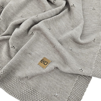 Kocyk dzianinowy z wełny MERINO TAUPE