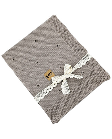 Вязаное одеяло из мериносовой шерсти 80x100 см — TAUPE