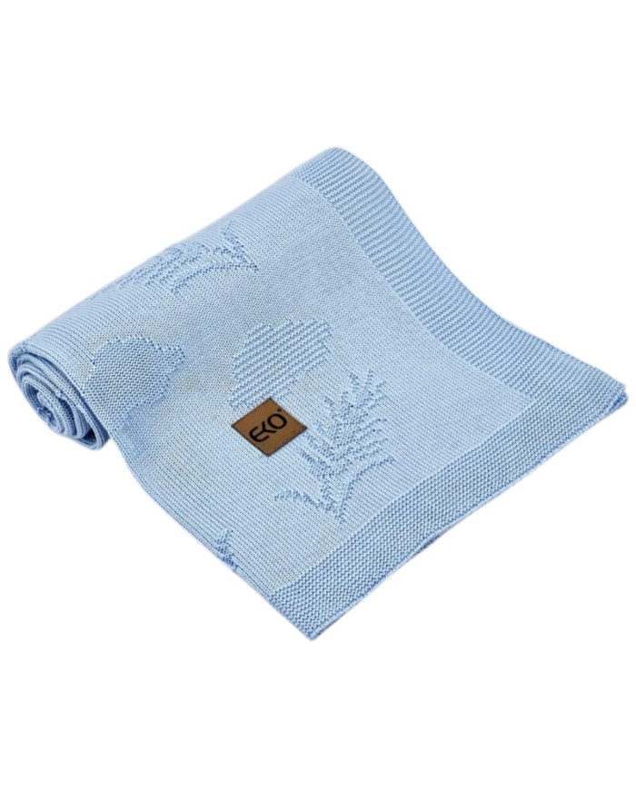 Couverture tricotée en bambou Spikes LIGHT BLUE