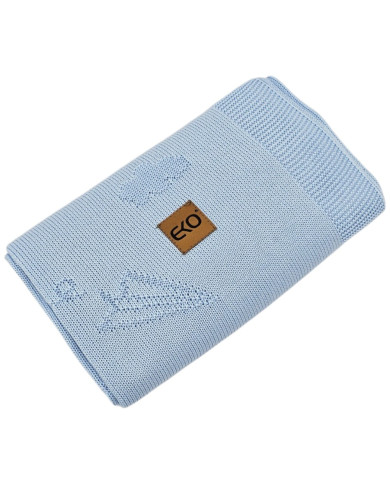 Bambus-Strickdecke LETTERS BLUE