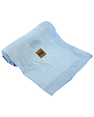 Bambus-Strickdecke LETTERS BLUE