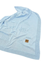 Bambusová pletená deka LETTERS BLUE