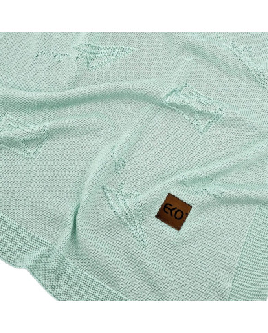 Couverture tricotée en bambou LETTERS MINT