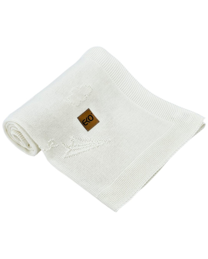 Couverture tricotée en bambou LETTERS ECRU