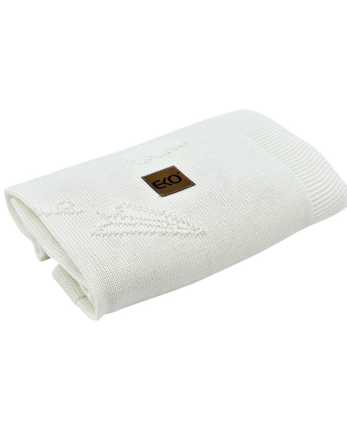 Bamboo knitted blanket LETTERS ECRU