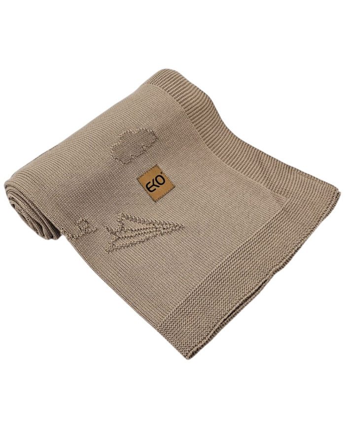 Couverture tricotée en bambou LETTERS BROWN