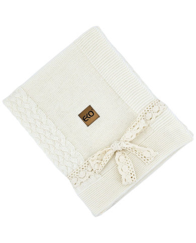 Pletena dekica od merino vune 80x100 cm - ECRU