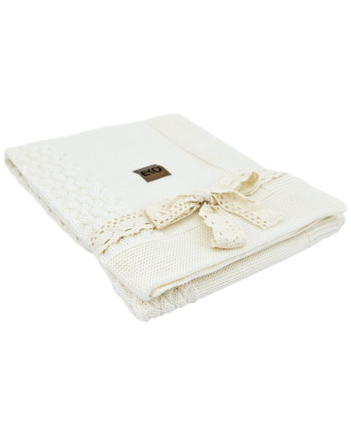 Pletena dekica od merino vune 80x100 cm - ECRU