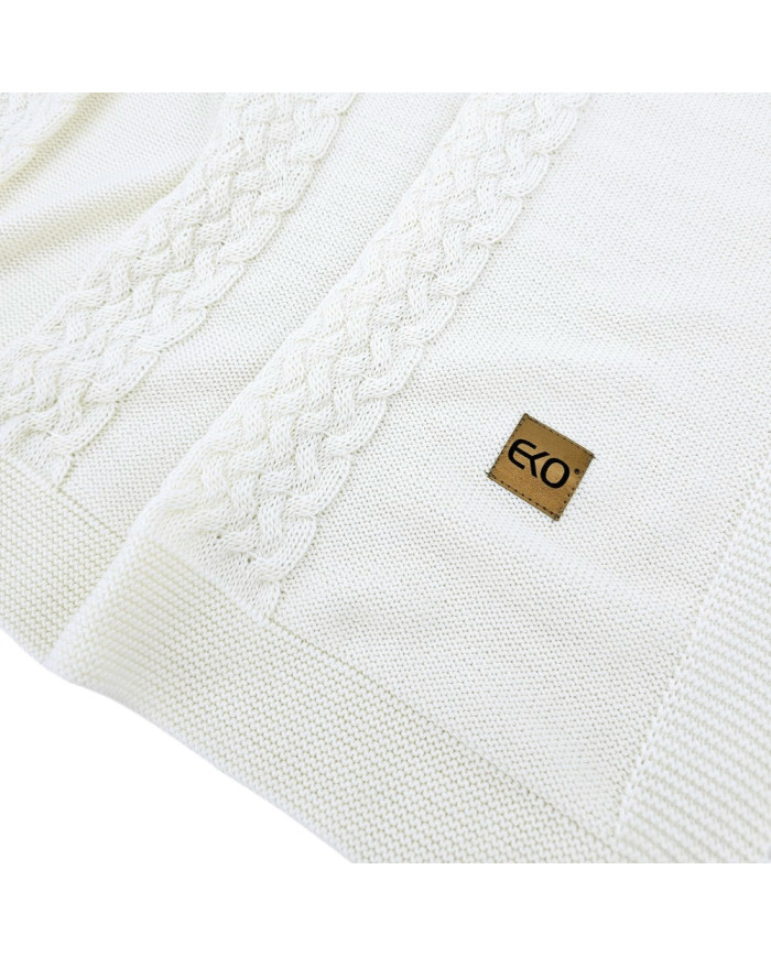 Merino Wool Knitted Blanket 80x100 cm - ECRU