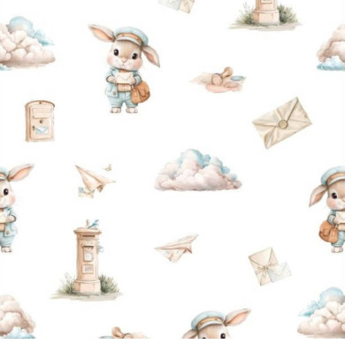 Prześcieradło z bawełny drukowanej z gumką 120 x 60 cm LISTONOSZ