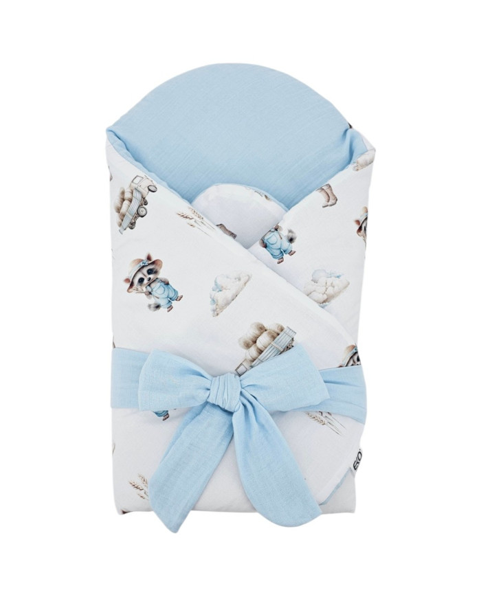 Printed Cotton+Muslin Swaddle Blanket with Coconut FARMER