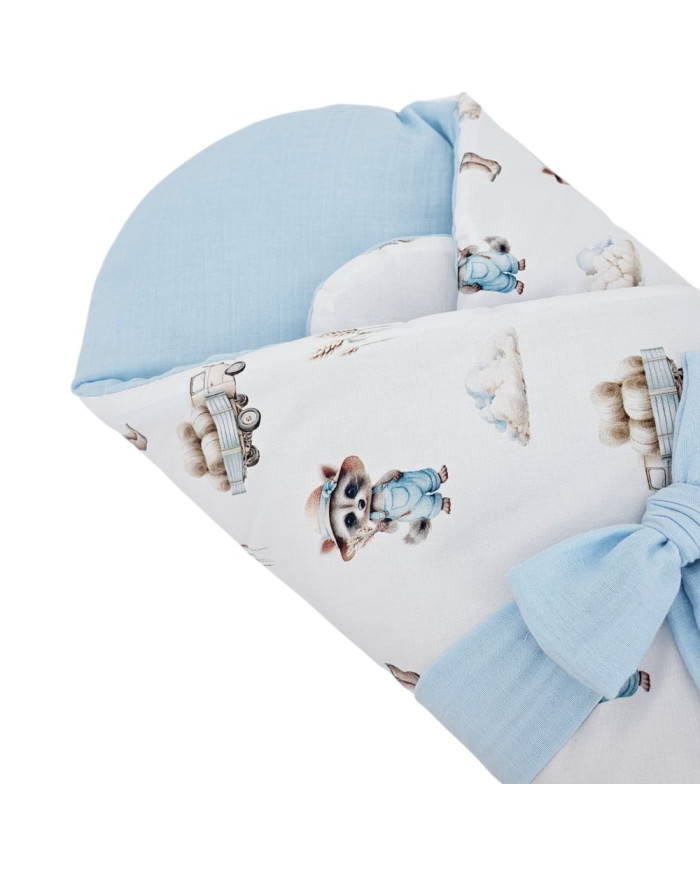 Printed Cotton+Muslin Swaddle Blanket with Coconut FARMER