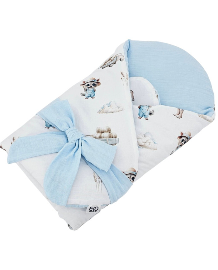 Printed Cotton+Muslin Swaddle Blanket with Coconut FARMER