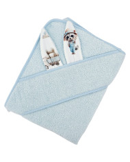 Kokvilnas vannas halāts FARMER/LIGHT BLUE