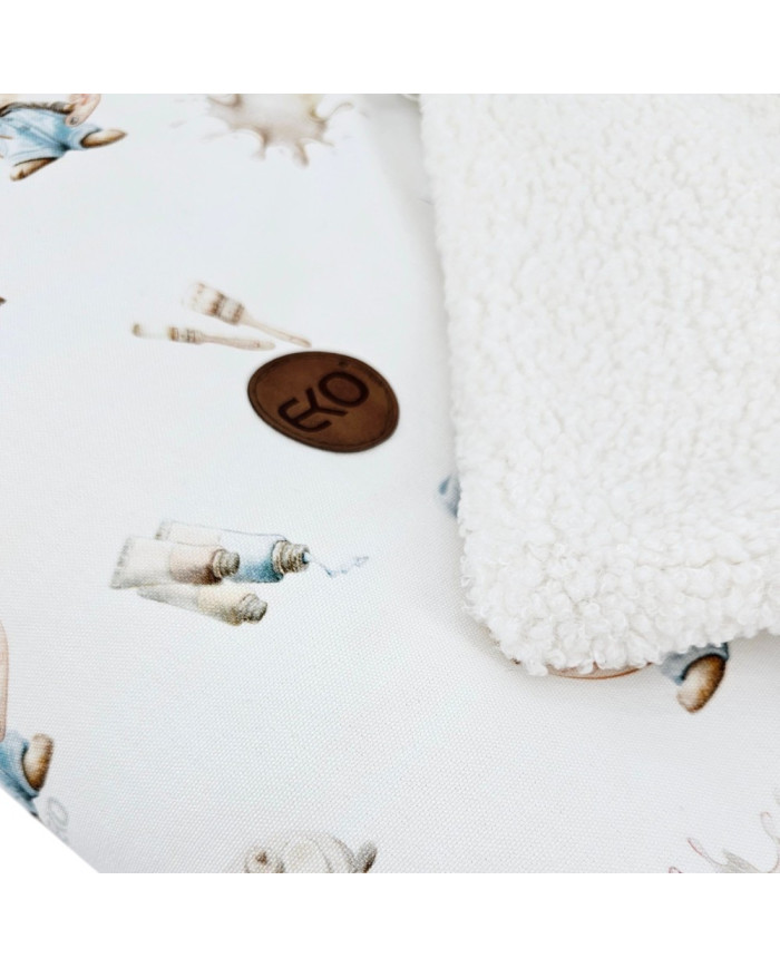 Bilateral baby quilt 75x100 cm - Printed Bamboo + Bouclé PAINTER