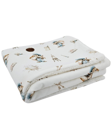 Bilateral baby quilt 75x100 cm - Printed Bamboo + Bouclé PAINTER