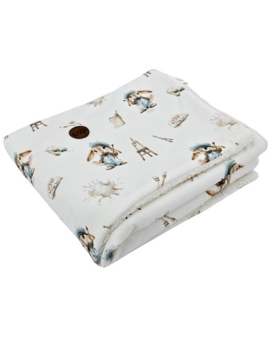 Bilateral baby quilt 75x100 cm - Printed Bamboo + Bouclé PAINTER