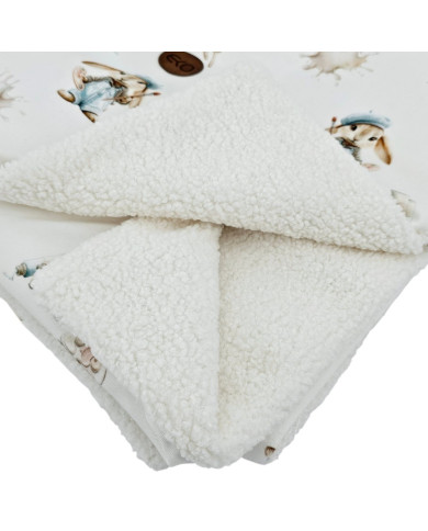 Kołderka dziecięca dwustronna 75x100 cm – Bambus drukowany + Bouclé MALARZ