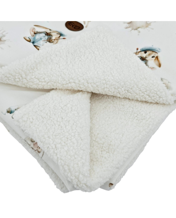 Kołderka dziecięca dwustronna 75x100 cm – Bambus drukowany + Bouclé MALARZ