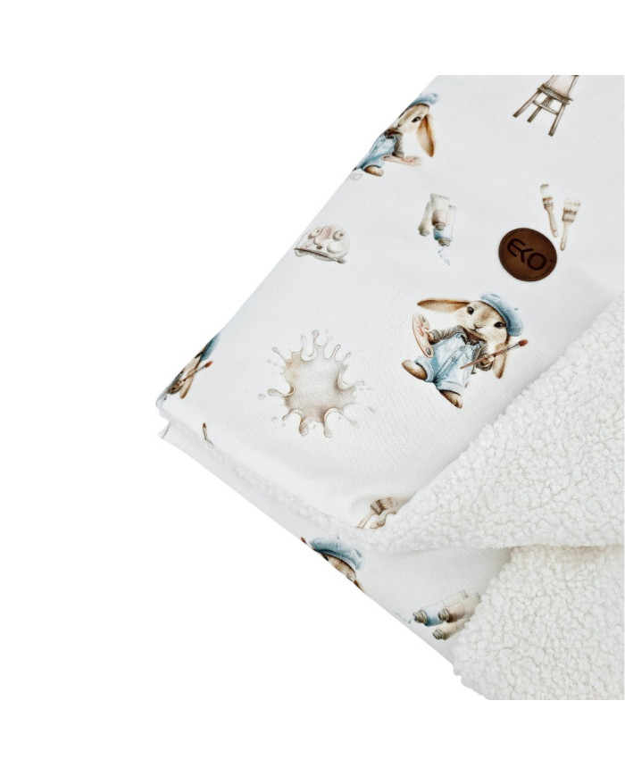 Bilateral baby quilt 75x100 cm - Printed Bamboo + Bouclé PAINTER