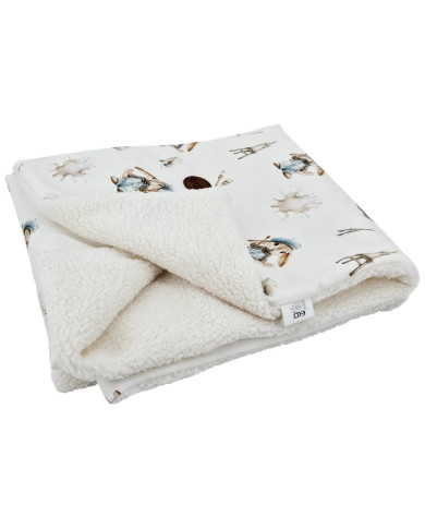 Bilateral baby quilt 75x100 cm - Printed Bamboo + Bouclé PAINTER