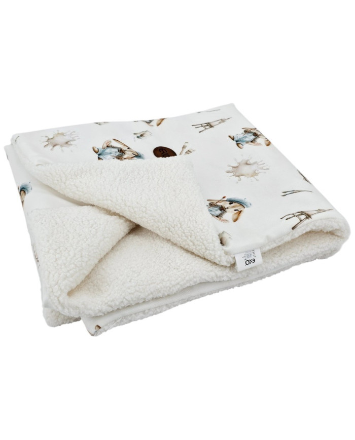 Bilateral baby quilt 75x100 cm - Printed Bamboo + Bouclé PAINTER