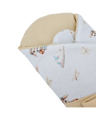 Babyhörnchen aus bedruckter Baumwolle+Musselin mit Kokosfüllung POSTMAN