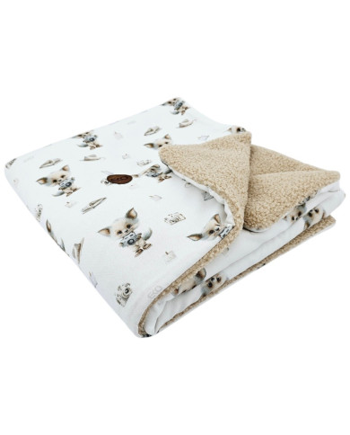 Bilateral baby quilt 75x100 cm - Printed Bamboo + Bouclé PHOTOGRAPHER