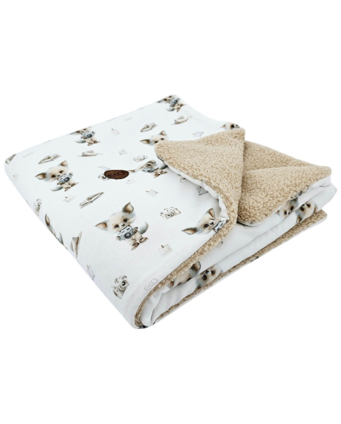 Bilateral baby quilt 75x100 cm - Printed Bamboo + Bouclé PHOTOGRAPHER