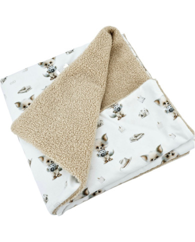 Bilateral baby quilt 75x100 cm - Printed Bamboo + Bouclé PHOTOGRAPHER