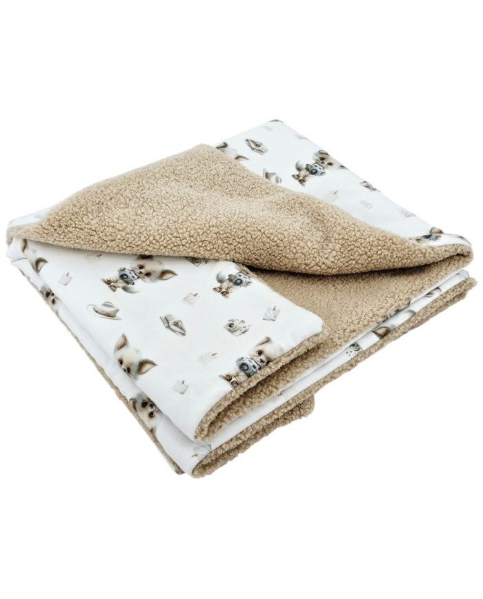 Obrnuta dječja dekica 75x100 cm – Tiskani bambus + Bouclé PHOTOGRAPHER