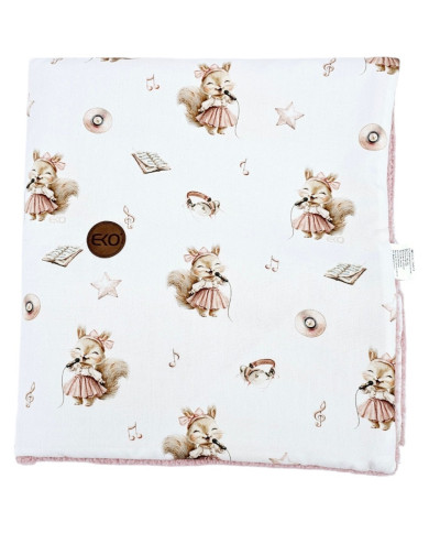 Bilateral baby quilt 75x100 cm - Printed Bamboo + Bouclé SINGER