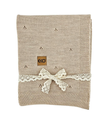Merino Wool Knitted Blanket 80x100 cm - NUDE