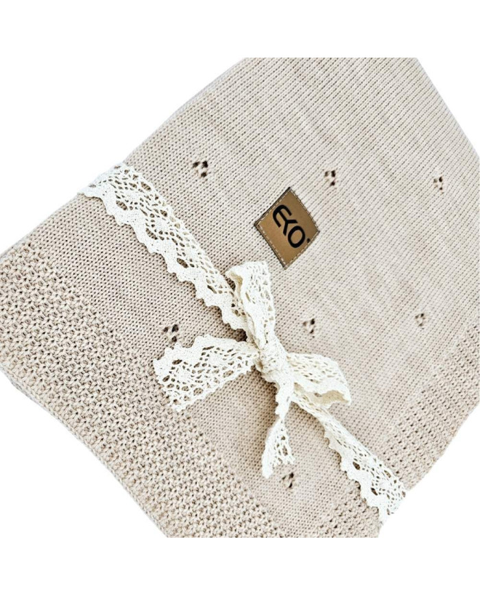 Merino Wool Knitted Blanket 80x100 cm - NUDE