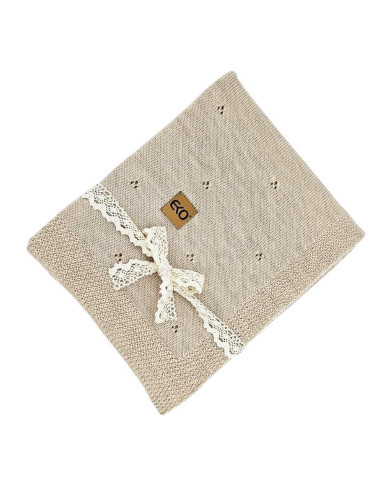 Merino Wool Knitted Blanket 80x100 cm - NUDE