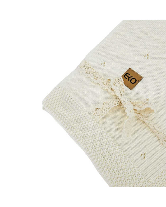 Merino Wool Knitted Blanket 80x100 cm - ECRU