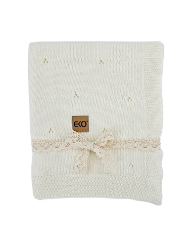 Merino Wool Knitted Blanket 80x100 cm - ECRU
