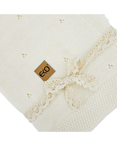 Merino Wool Knitted Blanket 80x100 cm - ECRU