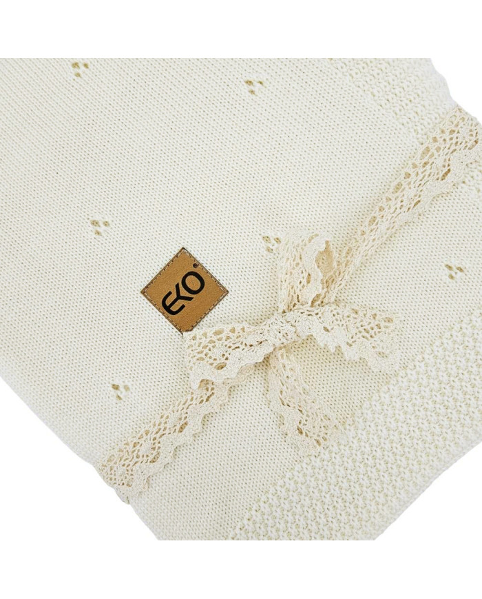 Pletena dekica od merino vune 80x100 cm - ECRU