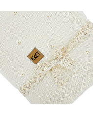 Merino Wool Knitted Blanket 80x100 cm - ECRU