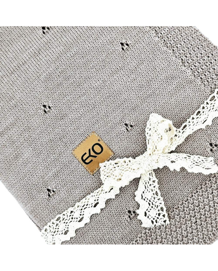 Вязаное одеяло из мериносовой шерсти 80x100 см — TAUPE